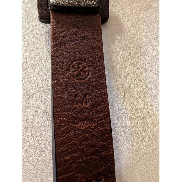 Tory Burch Gold Chain Dark Brown Leather Belt Medium Women Fashion Accessory - Picture 8 of 10